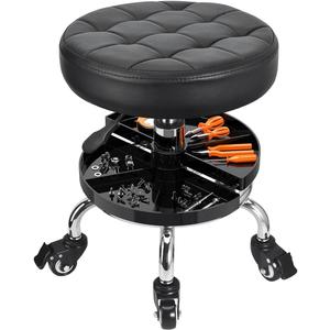 JOSTZHXIN Garage Mechanic Stool Chair Rolling Shop Chair, Height Adjustable Garage Shop Seat, Low Stools with Storage Tray, Rolling Stool for Salon SPA Tattoo (Style 1), 13 inches x 13.19 inches x 16.1 inches