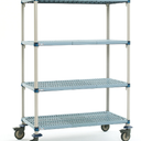 MetroMax Q 4-Shelf Industrial Plastic Shelving Mobile Cart, Open Grid Shelves, 18x42