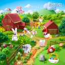Easter Bunny Building Toy Set, Easter Gifts for Kids - 12-in-1 Rabbit Building Block with Prefilled Eggs, Includes Chick, Sheep, Carrot, Flower, Easter Basket Stuffers & Decorations for Boys Girls 6+
