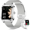 Smart Watch for Women(Call Answer/Dial), 1.6'' Touch Screen Smartwatch for Android iPhone Compatible, Waterproof Fitness Tracker with Heart Rate Sleep Monitor 100+ Sports Modes AI Voice, SILVER