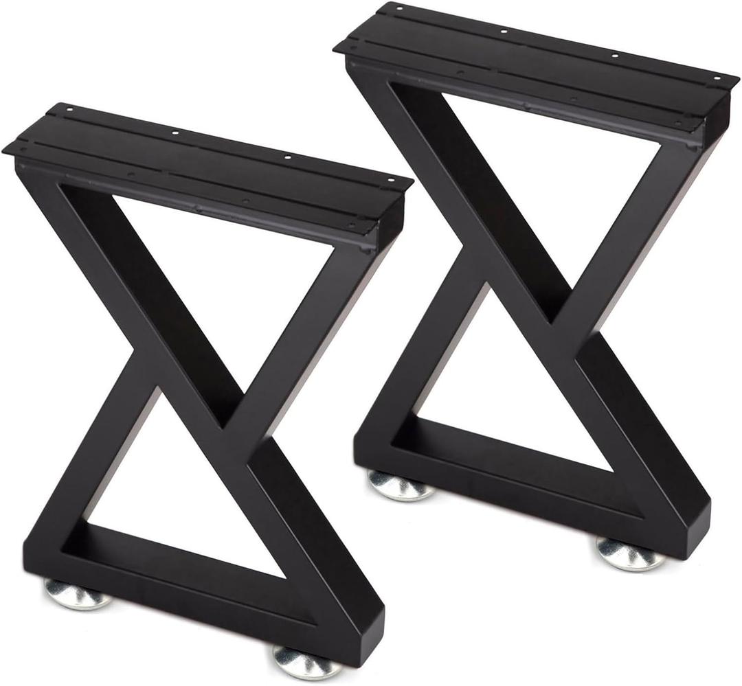 Taelakeni 16 Inch Metal Bench Coffee Table Legs, Set of 2, Black (Double Triangle)