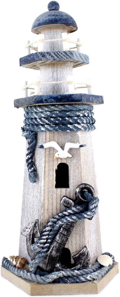 Anchor Wooden Lighthouse 10.6" High Nautical Themed Rooms Lighthouse