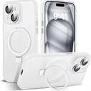 Designed for iPhone 15 Pro Case with Magnetic Invisible Ring Stand[Military Drop&Full Camera Lens Protection][Compatible with Mag-Safe]Shockproof Matte Translucent Slim Phone Cases 6.1" 