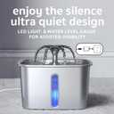 Veken Innovation Award Winner Stainless Steel Cat Water Fountain, 95oz/2.8L Automatic Pet Fountain with 6 Replacement Filters & 6 Pre-Filter Sponges & Silicone Mat for Cats, Dogs (Silver)
