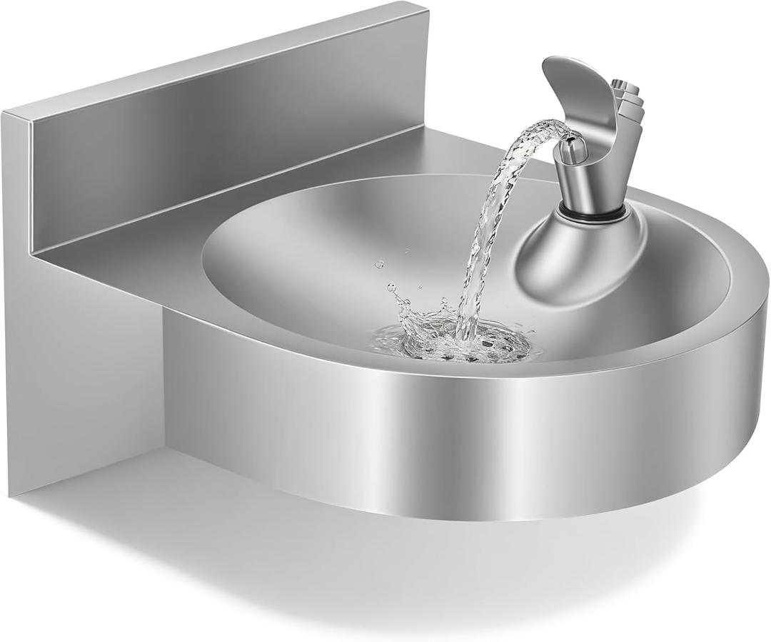 Water Drinking Fountain Wall Mounted for Schools, Gyms, Parks & More, Compact & Space-Saving Design, One-Click Water Output, Stainless Steel Drinking Water Fountain