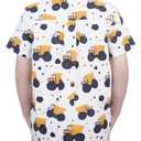 Boys Button Down Shirts Dress Short Sleeve Kids Collared Excavator 3-4T (White)