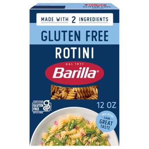 BARILLA Gluten Free Rotini Pasta, 12 Ounce - Non-GMO Gluten Free Pasta Made with 2 Ingredients, EXP: 04/01/2028