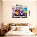 16x24 Graffiti Purple Frog with Sunglasses Wall Art Canvas Poster Picture