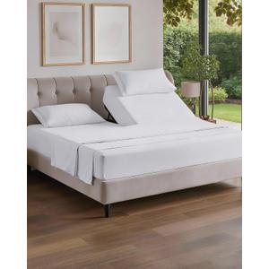 Flex Top Split Head King 4 Piece Sheet Set - Ultra-Soft, Breathable - White | Cooling Bed Sheets Set, Hotel Luxury Bedding for Women & Men with Deep Pockets, Wrinkle Free & Fade Resistant, Oeko-Tex