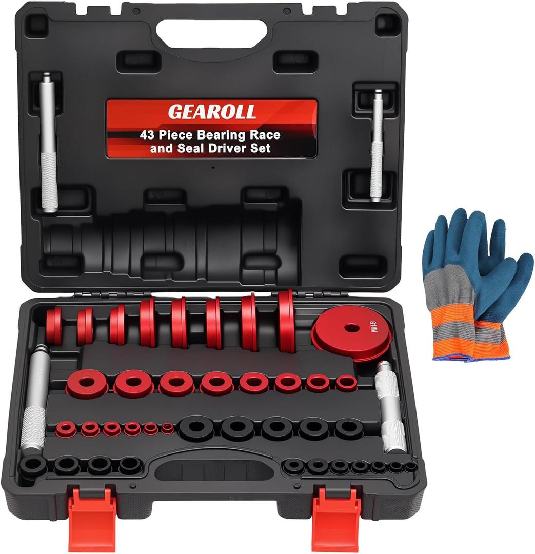 Bearing Press Kit, Bearing Race and Seal Driver Set, Bearing Race Punch Set with Seal Driver and Bearing Adapters, Bearing Seal Driver Kit (43 Piece Bearing Press Kit)