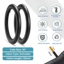 Hycline 2-Pack Mountain Bike Tubes Set: 26-inch Folding Replacement Pair Inner Tubes with Tire Levers for MTB Off-Road Bike
