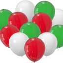 JODIDI 60 Pcs 12-Inch Latex Balloons in Red, Green, and White - Perfect for Christmas, New Year,Graduation, Birthday, Baby Shower, and Party Decorations