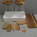 2 PCS 1.5 Gallon Drink dispenser, Glass Beverage Dispenser With Wood Stand, Large Water Drink Dispensers for Parties With Stainless Steel Spigot, Ideal for Lemonade,Juice, Tea, and Party Drinks