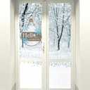 Deroro Hello Winter Sign for Front Door Decor, Winter Welcome Farmhouse Wood Door Hanger for Outdoor Outside Porch, Rustic Christmas Snowflakes Wooden Wreath Wall Hanging Decoration (White)