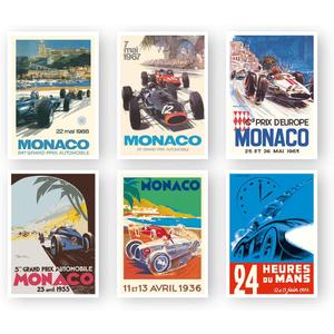 Set of 6 Vintage Car Racing Poster Prints, Unframed Classic Auto Racing Wall Art by Go Ham, Turner, Beligond 5x7 Inch Retro Decor for Home, Garage, Office