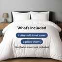 Duvet Cover Queen Size Set - Extra Soft Queen Duvet Cover 90" x 90" with 2 Pillow Shams - Hotel Luxury, Easy Care & Fade Free with Zipper Closures and Ties - Comfy, Cozy & Breathable (Antique White)