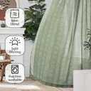 jinchan Boho Curtains Linen Blend Curtains for Living Room Farmhouse Sage Green Drapes 108 Inches Long for Bedroom Semi Sheer Drapes Geometric Striped Printed 2 Panels Set