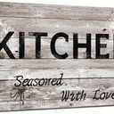 iHAPPYWALL Rustic Country Kitchen Wall Art Kitchen Seasoned with Love Room Sign Dandelion Picture Artwork for Farmhouse Kitchen Decor Ready to Hang 20x36inch