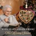 2 x Book Ornament - Wooden Christmas Ornaments 2025 for Tree Decorations - Gift Ideas for Books Lover, Bookworm, Women, Librarian Nerd - Gifts for Bookworms & Book Club Members