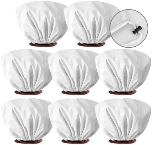 EYNDYN 8 Pcs Plant Covers Frost Protection Bag 39.3" x 19.6" Winter Reusable Plants Jacket with Drawstring Shrub Protection Wraps Bags Frost Blanket for Winter Outdoor Garden Plants