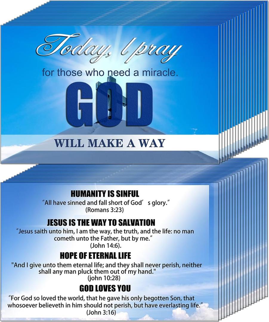 200PCS Gospel Tract Card Salvation Cards Pocket Holy Postcard Prayer Verse Cards Inspirational Bible Verses Bookmark for Christian Evangelism Gift (Today, I Pray)