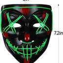 2 x Led Light Up Scary Mask El Wire Mask for Halloween 3 Lighting Modes for Aldult Teens (One Size, Green)