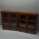 Vintage Countertop Cabinet14.5"x5.2"x18"Medicine Cabinet,Display Case with Organic Glass Door,Kitchen Cabinets with Drawers,Spice Cabinet,Apothecary Cabinet,Organization and Storage (Brown)