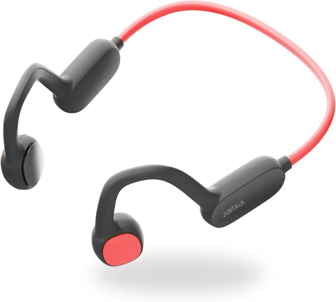 Kids Headphones, Air Conduction Wireless Open Ear Headphones for Kids, Bluetooth 5.4, 85dB Hearing Protection, Memory Titanium Neckband,MEMS Mic Built in1 (Red)