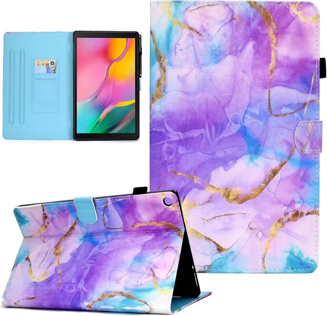 DTangLsm for Samsung Galaxy Tab A 10.1 Case 2019 (SM-T510 /T515 /T517) Multi-Angles Viewing Hard Shell Premium PU Leather Folio Stand Cover with Auto Wake/Sleep for Galaxy Tab A Case 2019, Silk Purple