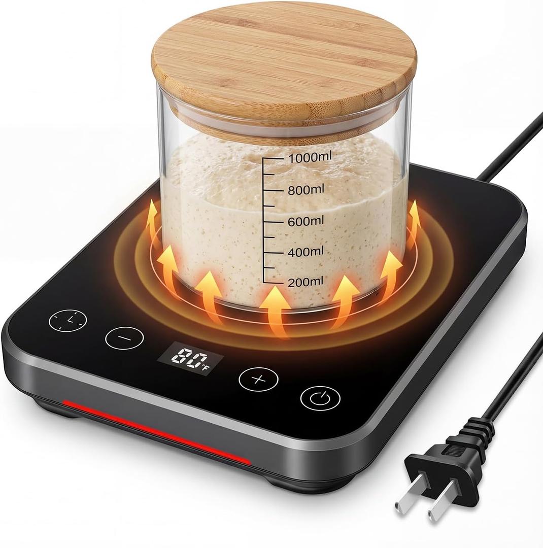 Sourdough Starter Warmer with Thermostat & Timer - Electric Precision Sourdough Heating Mat for Consistent Proofing, Faster Fermentation, ideal for Baking Supplies Kitchen Bakers