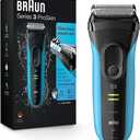 Braun Electric Series 3 Razor with Precision Trimmer, Rechargeable, Wet & Dry Foil Shaver for Men, Blue/Black, 4 Piece | Precision Trimmer, Rechargeable, Wet & Dry, Foil Shaver, 4 Piece