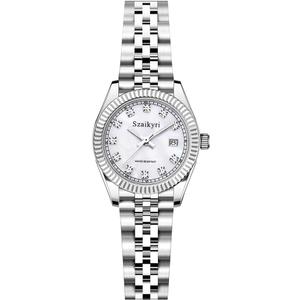 Szaikyri Classic Watch for Women with Solid Stainless Steel Band and Calendar Water Resistant