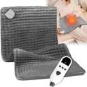 Heating Pad for Period Cramps, 17"33" XXL Heating Pad for Back Neck Shoulder Muscle Pain, 9 Heat Settings&4 Auto-Off, Large Moist Heat&Machine Washable, Valentines Birthday Gifts for Women Men,Grey