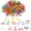 150 Pcs Assorted Shaped Paper Clips, Fun Animal, Tree, Flower, Car Designs, Coated Stainless Steel, 1.0 Inch, Assorted Colors