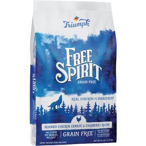 Triumph Free Spirit Deboned Chicken, Carrot, & Cranberry Recipe Dry Dog Food, 26 LB (26 Pound (Pack of 1))