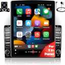 9.7" 4Core IPS 2+32GB IPS Vertical Screen Android Car Radio Audio Video Stereo Receivers for 2Din Raido Model with CarPlay Android Auto WiFi BT MirrorLink Split Screen PIP GPS Navigation