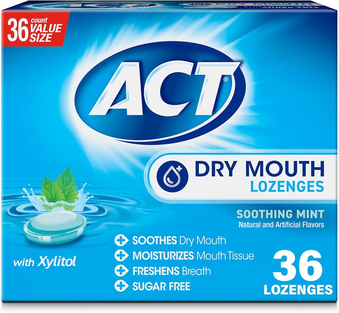 2 x ACT Dry Mouth Lozenges with Xylitol, Soothing Mint, 36 Lozenges