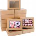 8x6x2.5 Inches 20pcs Brown Bakery Boxes with Window, Cookie Boxes for Packaging, Treat Boxes for Cupcakes, Valentine's Day, Mother's Day, Christmas, ana Holiday Gatherings.