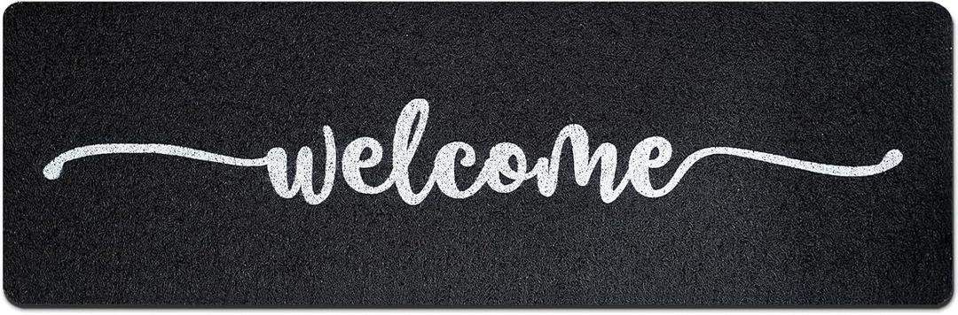 Long Doormat 48x 16 inch Front Door Mat Welcome Doormat Front Door Mat Welcome Floor Mat for Front Door Outdoor Indoor Porch Entrance Decor Black