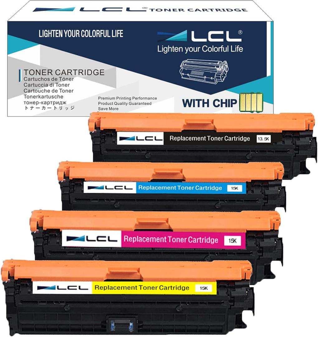 LCL Remanufactured 650A Toner Cartridges 4 Pack CE270A CE271A CE272A CE273A Replacement for HP Color Enterprise CP5525 CP5525dn CP5525n CP5525xh M750dn M750n M750xh printer (Black/Cyan/Magenta/Yellow)