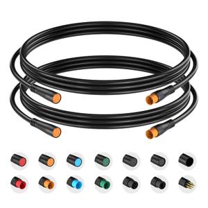 Extension Cable 2Pin/3Pin/4Pin/5Pin/6Pin/8Pin/9Pin Waterproof Plug Works for Electric Bicycle Light/Throttle/Ebrake/Display Ebike Parts Extend Cable (3pin 50cm) (3pin Female to Male)