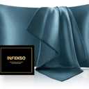 INFIIXSO Mulberry Silk Pillowcase for Hair and Skin, Silk Pillow Cases Queen Size Set of 2 with Hidden Zipper 20"x30", Ultra Smooth and Soft Cooling Pillow Cases for Hot Sleepers(Bluesteel, 2 Pack)