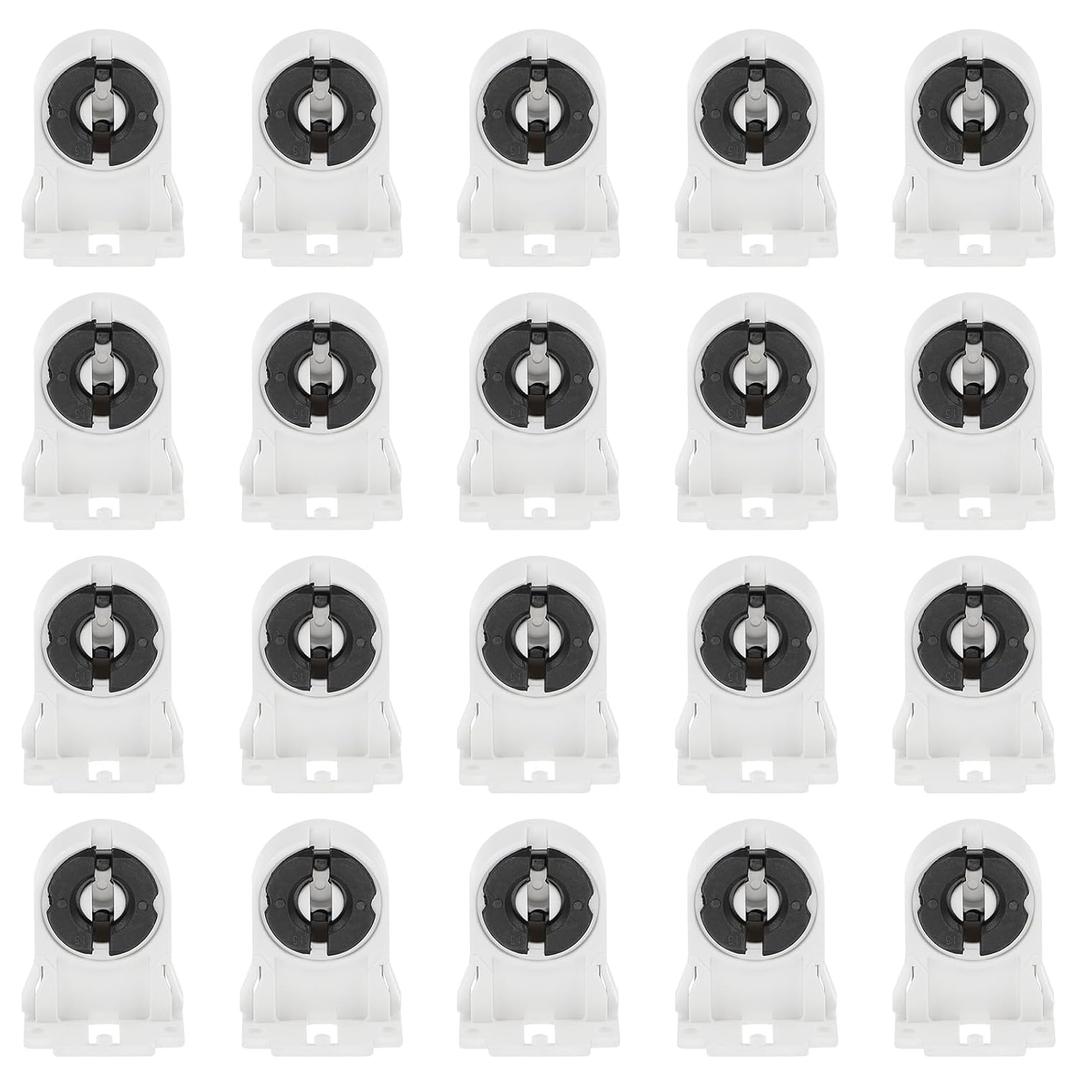 PATIKIL T8 Lamp Holder, 50pcs Non-shunted Tombstone Light Socket G13 Base for LED Integrated Fluorescent Tube Replacements, White Black