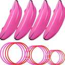 Leitee 16 Pcs Inflatable Banana Ring Toss Party Favor for Women Include 4 Pack Inflatable Banana with 12 Pcs Plastic Toss Rings Niqht for Adults Swimming Pool Decorations