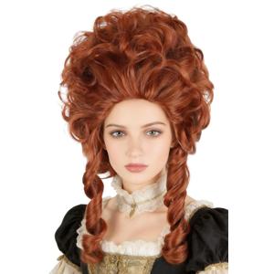 Colonial Wigs for Women Claret Red Victorian Court Vintage Wig Baroque Fluffy Beehive Wigs Halloween Costume Party Dress Wig, 18 x 8 x 16 inches