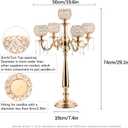 4 Packs 5 Arms Crystal Candelabra for Wedding Centerpiece, Gold Floor Candle Holder Set with Chandelier Crystal Beaded Anniversary Dinner Party Table Decor candelabros de mesa Elegantes Palace Themed
