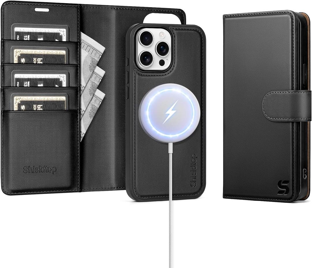 Compatible with Magsafe Magnetic 2 in 1 Detachable iPhone 13 Pro Wallet Case with Card Holder Credit Slots Men Women,PU Leather RFID Blocking Flip Kickstand for Apple 13 Pro 6.1",Black