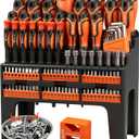 124-Piece Magnetic Screwdriver Set with Plastic Racking, Precision Screwdrivers, Magnetizer, Demagnetizer, Allen Keys, Nut Drivers, Ratchet Handles, Sockets & More - DIY Tools for Men, Tools Gift