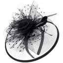 Needzo Black Fascinator Hat for Women, Derby and Tea Party Headband, Hair Accessory, One Size (Black)