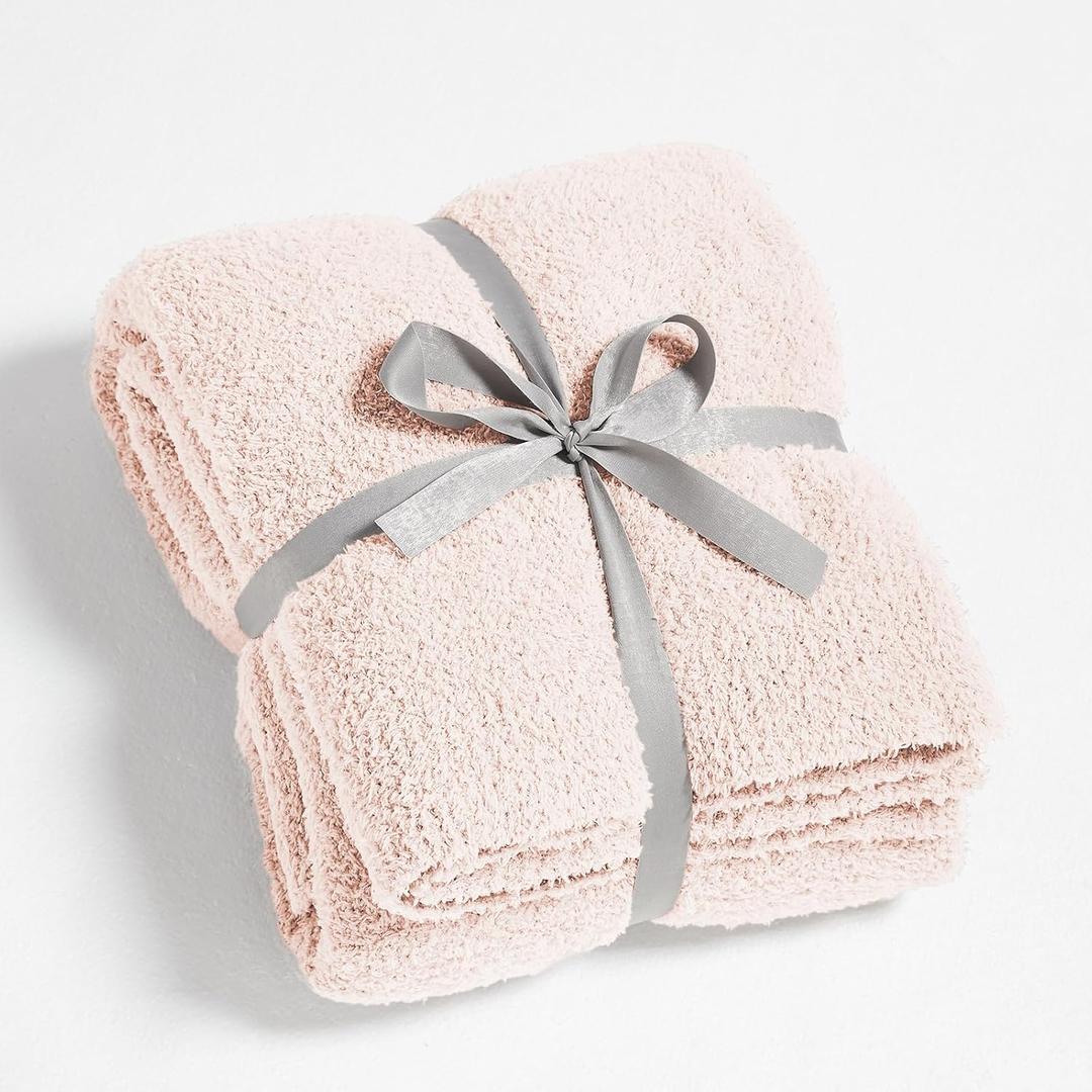CYMULA Super Soft Pink Throw Blanket 50x60 inches- Lightweight Plush Fuzzy Fluffy Warm Cozy Blankets and Throws for Sofa Bed All Season Use